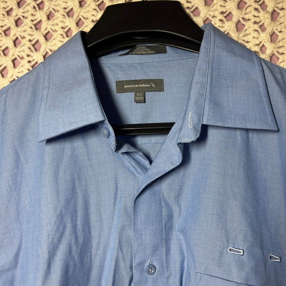 American Airlines 100% Cotton Longsleeve Shirt Blue Slim Fit NWOT‎